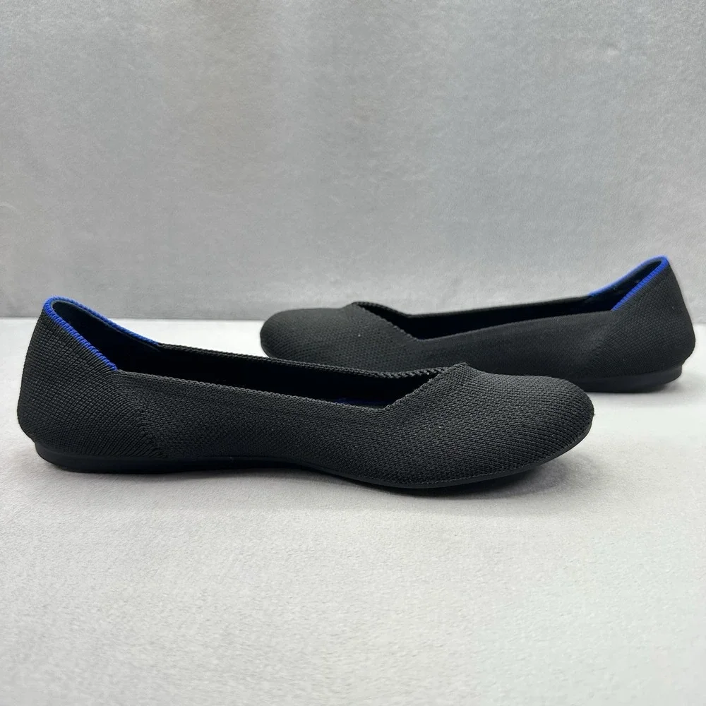 Rothy's The Flat Womens Size 7.5 Black Knit Round Toe Comfort Slip-On Shoe